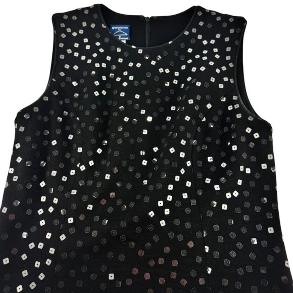 Geronimo by Stephen DiGeronimo 8 Black Wool Sequin Women Mini Shift Dress Formal